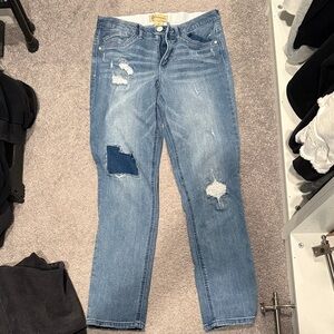 Democracy Light Blue Distressed Straight Leg Jeans